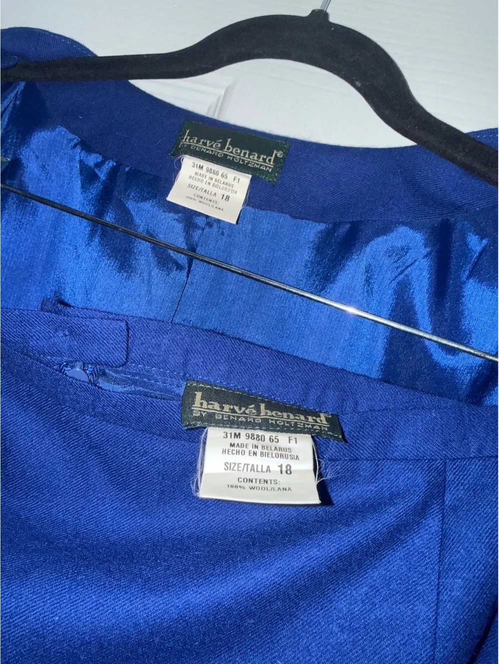 Harvé Benard Blue Wool Suit Set Size 18